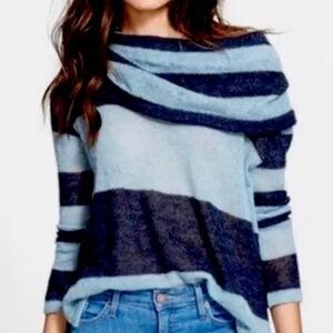 Free people Lulu Rugby Blue Striped Alpaca Wool Blend Sweater